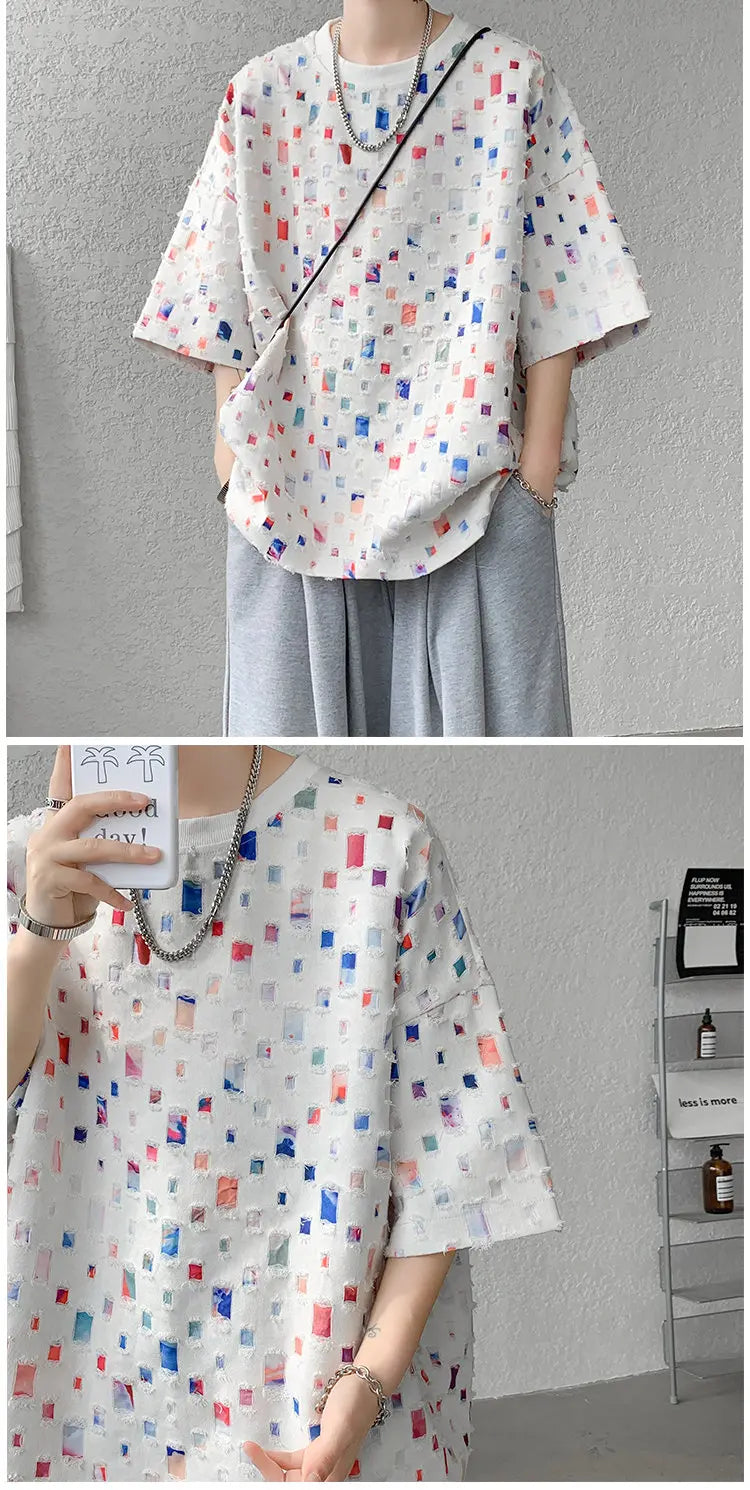 Fashion Oversized Plaid Streetwear Loose Hollow