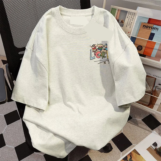 American Cotton Sporty Casual Cartoon Print T-Shirt