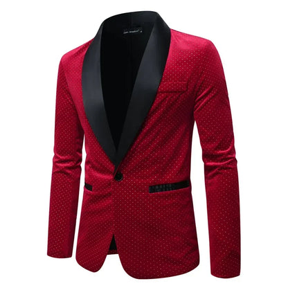 Men’s Luxury Gold Velvet Plaid Blazer