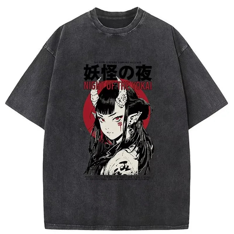 Vintage Washed Hip Hop Anime Tee