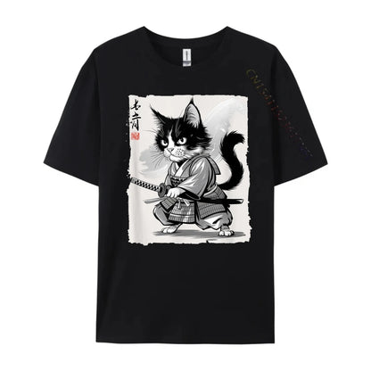 Samurai Cat Fighter Ukiyo-E Graphic Shirt