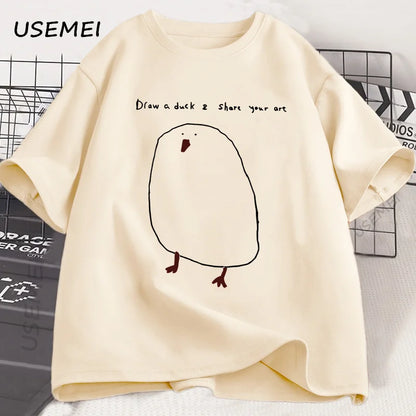 Humorous Duck Sketch Graphic T-shirt Unisex