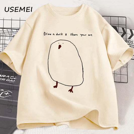 Humorous Duck Sketch Graphic T-shirt Unisex
