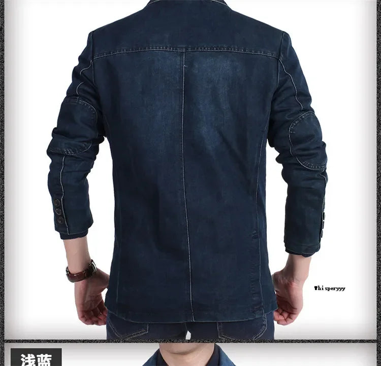 Men’s Denim Blazer Vintage Cotton Jacket