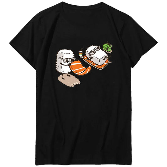 Harajuku Black White Sushi Graphic Tee