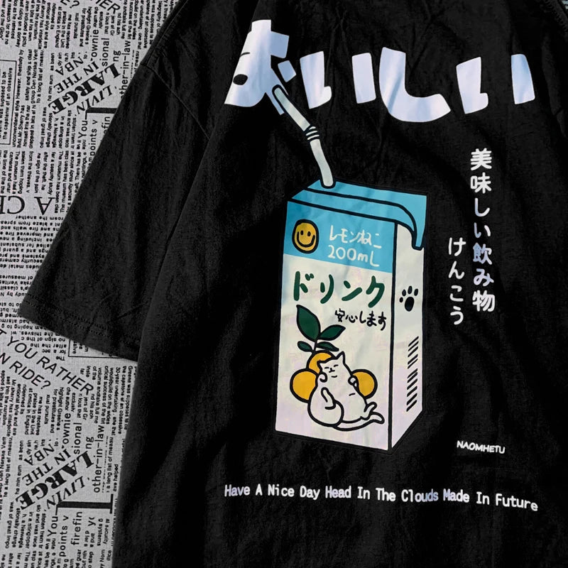 Japanese Oversized Women Men Loose Casual Tee