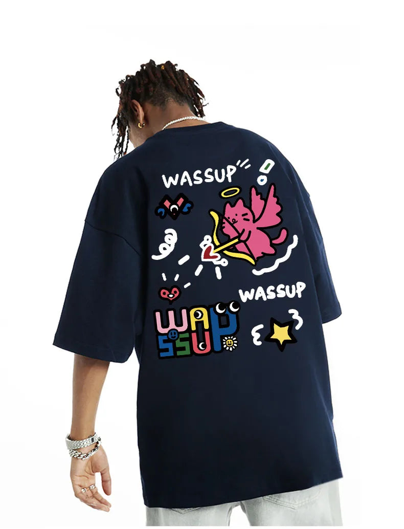 Harajuku Style Watercolor Print Summer Tee