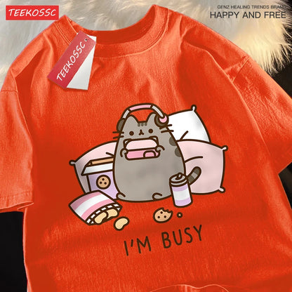 Funny Cat Gamer Summer Cotton Shirt