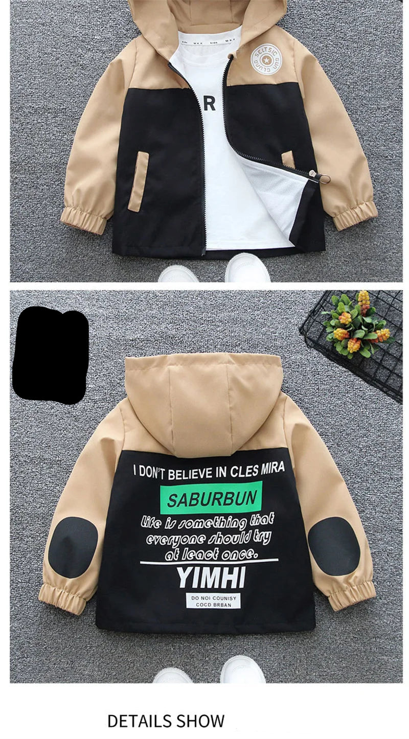 Children's Hooded Jacket Letter Outerwear