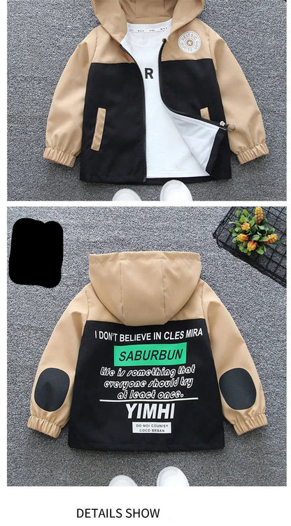 Children's Hooded Jacket Letter Outerwear