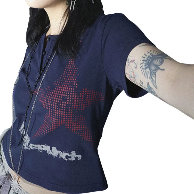 Crop Tops Vintage Aesthetic Short Sleeve