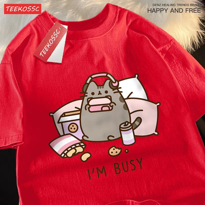 Funny Cat Gamer Summer Cotton Shirt