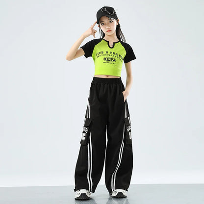 Teens Streetwear Tops Cargo Pants Set