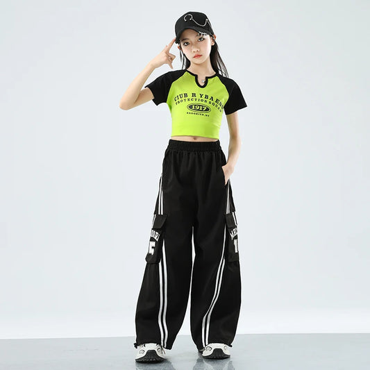 Teens Streetwear Tops Cargo Pants Set