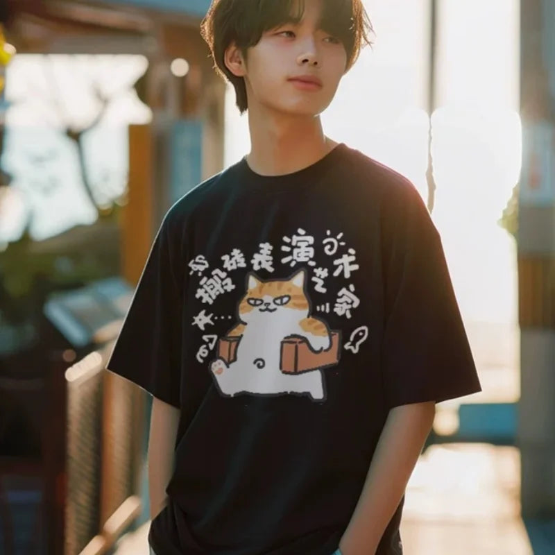 Breathable Cotton Dog Print Short Sleeve
