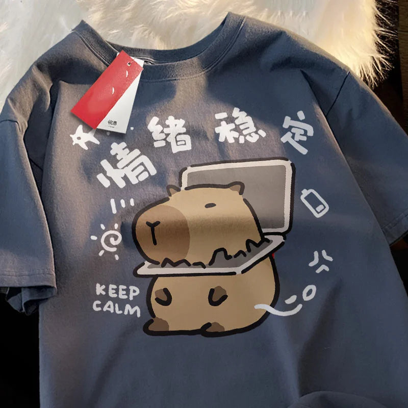 Casual Oversized Capybara Graphic T-Shirt