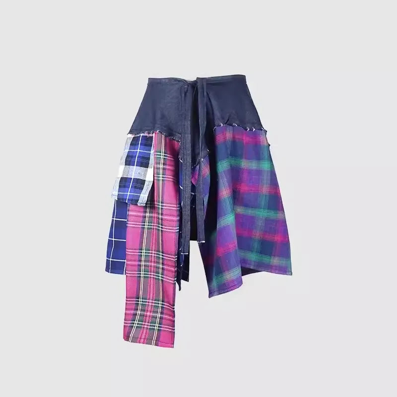 Skirt Half-Body Denim Plaid Skirts