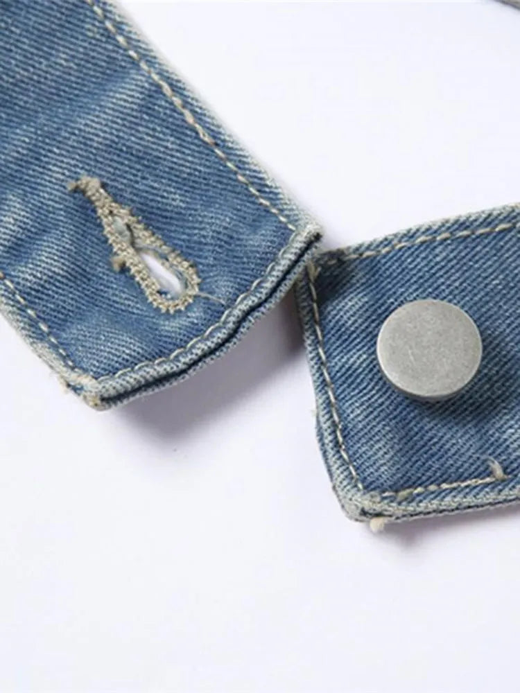 Denim Skirts High Waist Patchwork Buttons