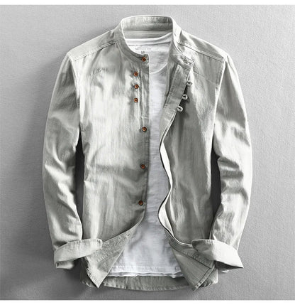 Japanese Linen Cotton Stand Collar Shirt