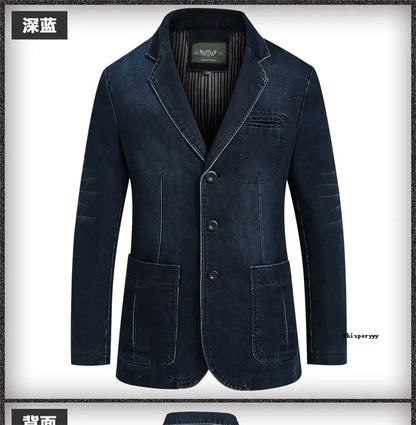 Men’s Denim Blazer Vintage Cotton Jacket