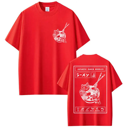 Japanese Ramen Cat Meme Vintage T-shirt