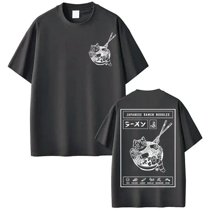 Japanese Ramen Cat Meme Vintage T-shirt