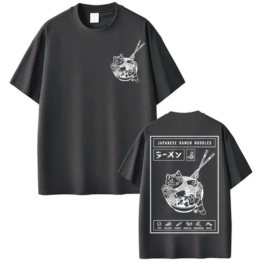 Japanese Ramen Cat Meme Vintage T-shirt