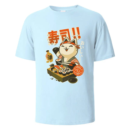 Sushi Cat Cotton Oversized Summer Tee