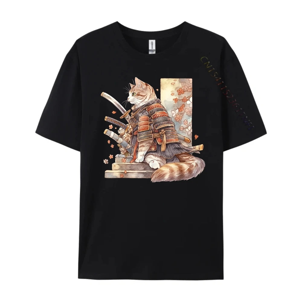 Japanese Shinobi Ukiyo-E Cat Anime T-shirt