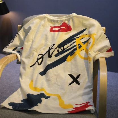 Graffiti Men's 100℅ Cotton T-Shirt Break Hole Tops