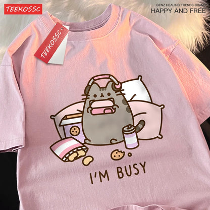 Funny Cat Gamer Summer Cotton Shirt