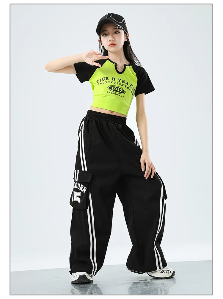 Teens Streetwear Tops Cargo Pants Set
