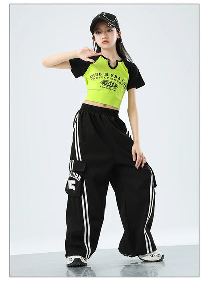 Teens Streetwear Tops Cargo Pants Set