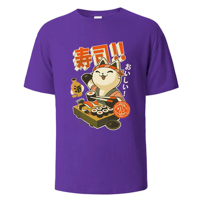 Sushi Cat Cotton Oversized Summer Tee