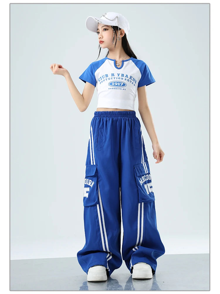 Teens Streetwear Tops Cargo Pants Set