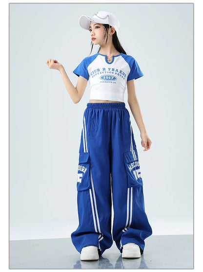 Teens Streetwear Tops Cargo Pants Set