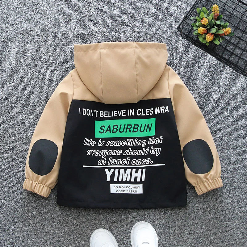 Children's Hooded Jacket Letter Outerwear