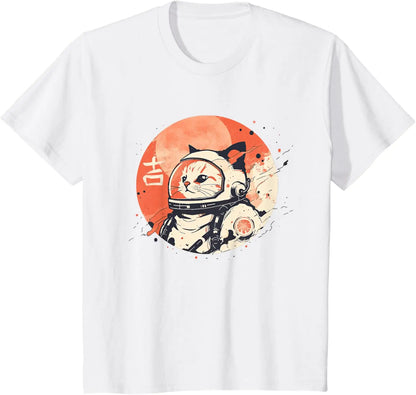 Japanese Retro Space Cat Kanji T-shirt