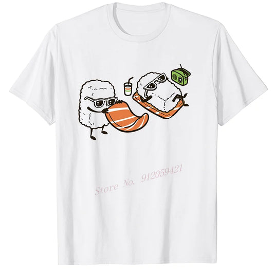 Harajuku Black White Sushi Graphic Tee