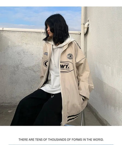 Streetwear Bomber Jacket Japanese College Style