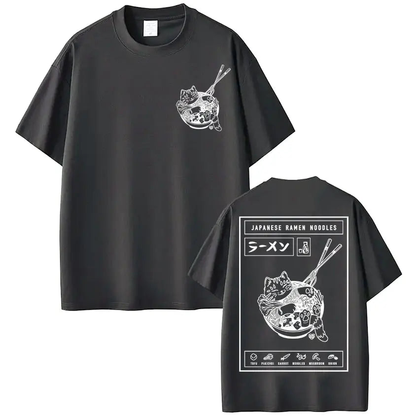 Japanese Ramen Cat Meme Vintage T-shirt