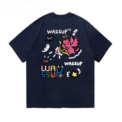 Harajuku Style Watercolor Print Summer Tee