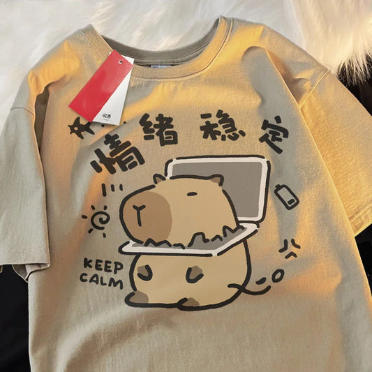 Casual Oversized Capybara Graphic T-Shirt