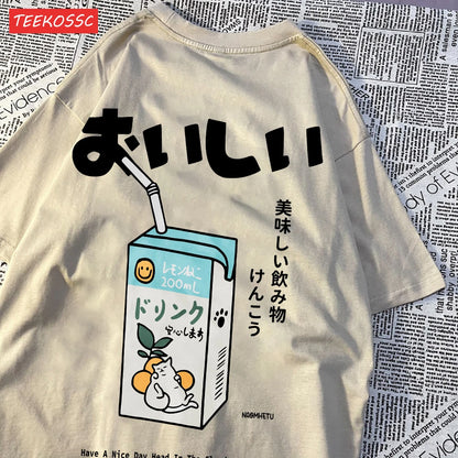 Japanese Oversized Women Men Loose Casual Tee