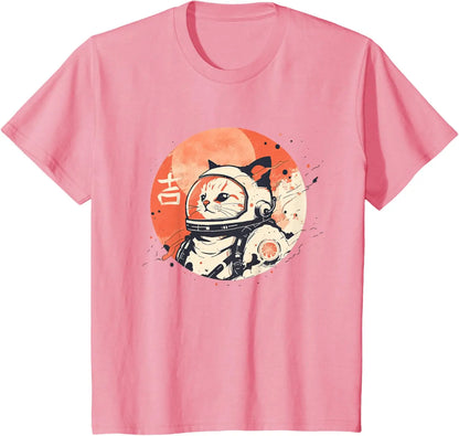 Japanese Retro Space Cat Kanji T-shirt