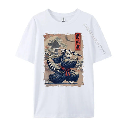 Samurai Cat Fighter Ukiyo-E Graphic Shirt