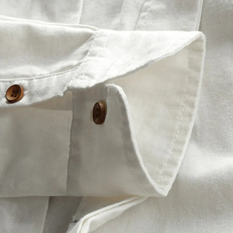 Japanese Linen Cotton Stand Collar Shirt