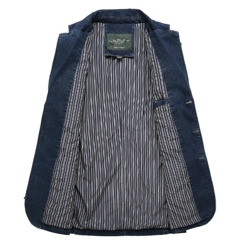 Men’s Denim Blazer Vintage Cotton Jacket