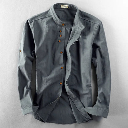 Japanese Linen Cotton Stand Collar Shirt