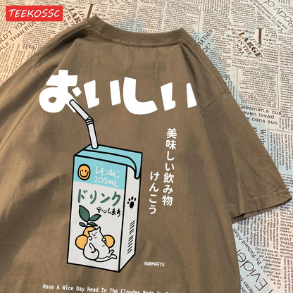 Japanese Oversized Women Men Loose Casual Tee